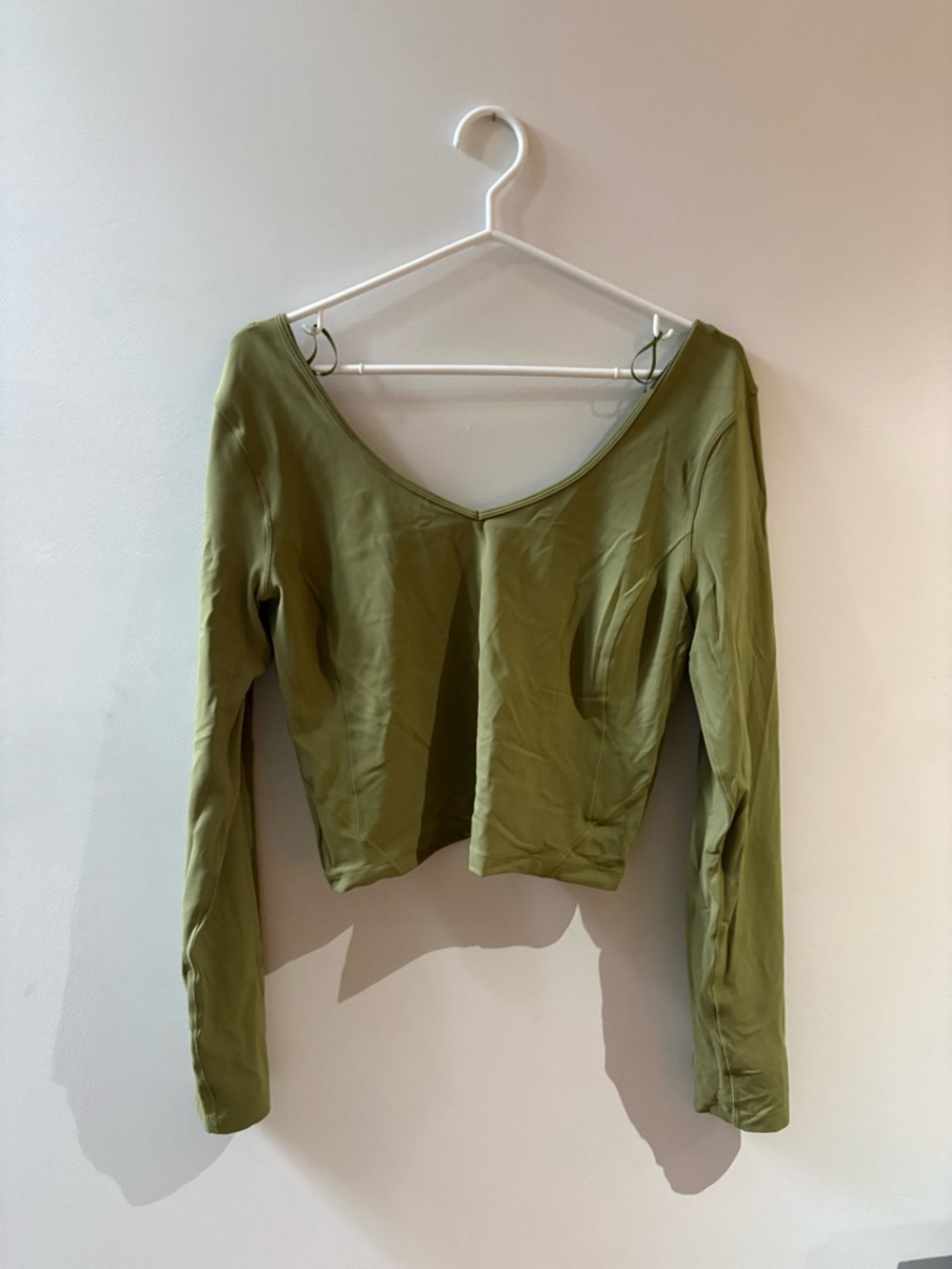 lululemon athletica Olive Green Long Sleeve V-Neck Top